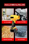 21V Kablosuz Hava Üfleyici | 32.000RPM Turbo Fan, 12.000mAh Batarya, Bahçe & Araç Kurutma / Sarı-3