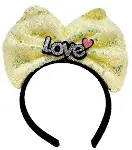 Led Işıklı 3 Farklı Fonksiyonda Yanan Gümüş Love Yazılı Sarı Fiyonk Taç 20X17 cm-2