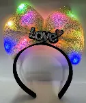 Led Işıklı 3 Farklı Fonksiyonda Yanan Gümüş Love Yazılı Sarı Fiyonk Taç 20X17 cm-1