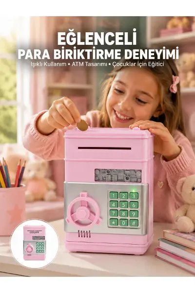Elektronik Şifreli Otomatik Para Yutan Çocuk Kumbarası