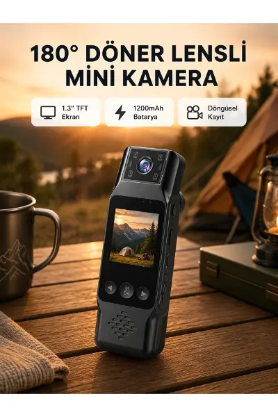 180° Döner Lensli Mini Kamera 1080P Full HD Hareket Algılama 1200mAh