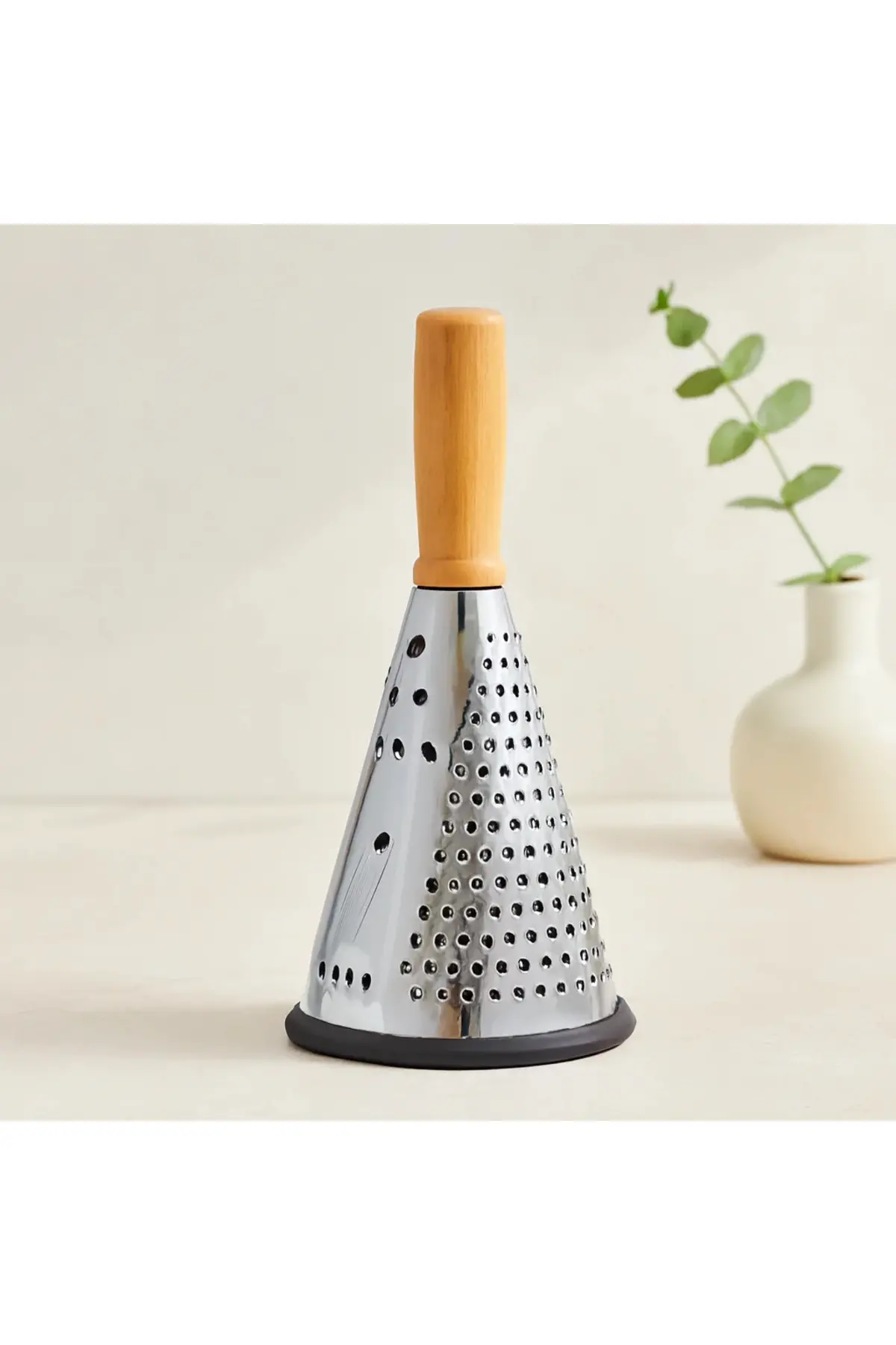 8" Ahşap & Bambu Saplı Çelik Rende (Silikon Taban, 3 Bölümlü)