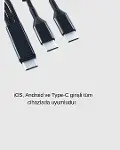 3’ü 1 Arada Hızlı Şarj Kablosu iOS Android Type-C Uyumlu ve Dayanıklı-4