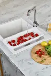 Lavoba İçi Sürgülü Açılır Kapanır Sebze Meyve Süzgeci Beyaz (Açık 38,5 Cm Kapalı 34,50 Cm )-2