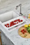 Lavoba İçi Sürgülü Açılır Kapanır Sebze Meyve Süzgeci Beyaz (Açık 38,5 Cm Kapalı 34,50 Cm )-3