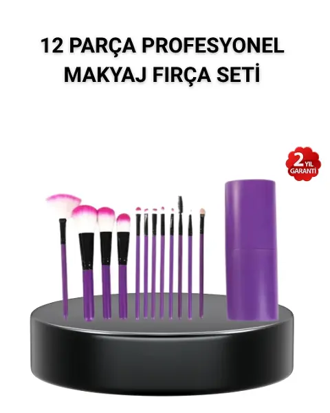 12’li Profesyonel Makyaj Fırça Seti – Dökülmeyen Yumuşak Kıllı, Ergonok Tasarım