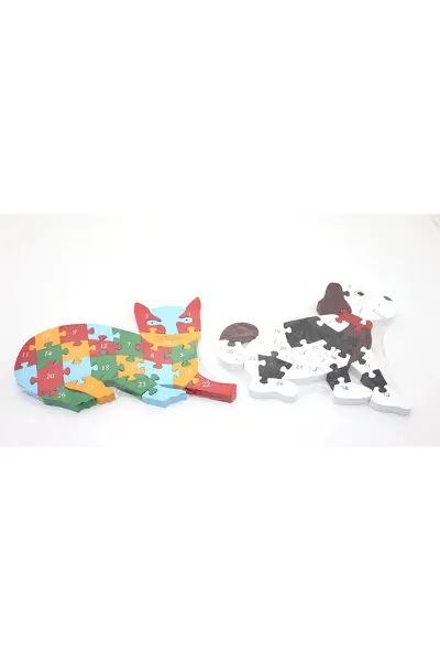 Ahşap Kedi Ve Köpek Yapboz Alk2019