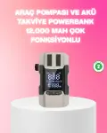 Araç Hava Pompası ve Akü Takviye Powerbank 12.000 mAh Çok Fonksiyonlu-1
