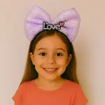LED Işıklı Love Yazılı Mor Fiyonk Taç – Kız Çocuk Parti Tacı-2