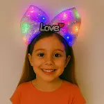 LED Işıklı Love Yazılı Mor Fiyonk Taç – Kız Çocuk Parti Tacı-1