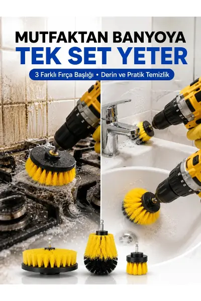 Profesyonel Matkap Ucu Tezlik Fırçası 3’lü Set
