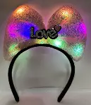 LED Işıklı Love Yazılı Pembe Fiyonk Taç – Kız Çocuk Parti Tacı-3