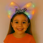 LED Işıklı Love Yazılı Pembe Fiyonk Taç – Kız Çocuk Parti Tacı-1