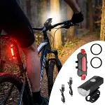 Bisiklet Işık Seti – USB Şarjlı LED Ön Far + Arka Stop Lambası, Su Geçirmez Bisiklet Aydınlatma Seti-1