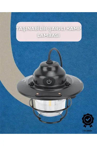 Dış Mekan İçin Şık LED Fener – 4400mAh Pil, IPX4 Su Geçirmez, Asılabilir