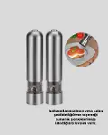 Modern Otomatik Baharat Öğütücü Seti – Pilli, Paslanmaz Çelik, LED Aydınlatmalı-3