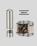 Modern Otomatik Baharat Öğütücü Seti – Pilli, Paslanmaz Çelik, LED Aydınlatmalı-4