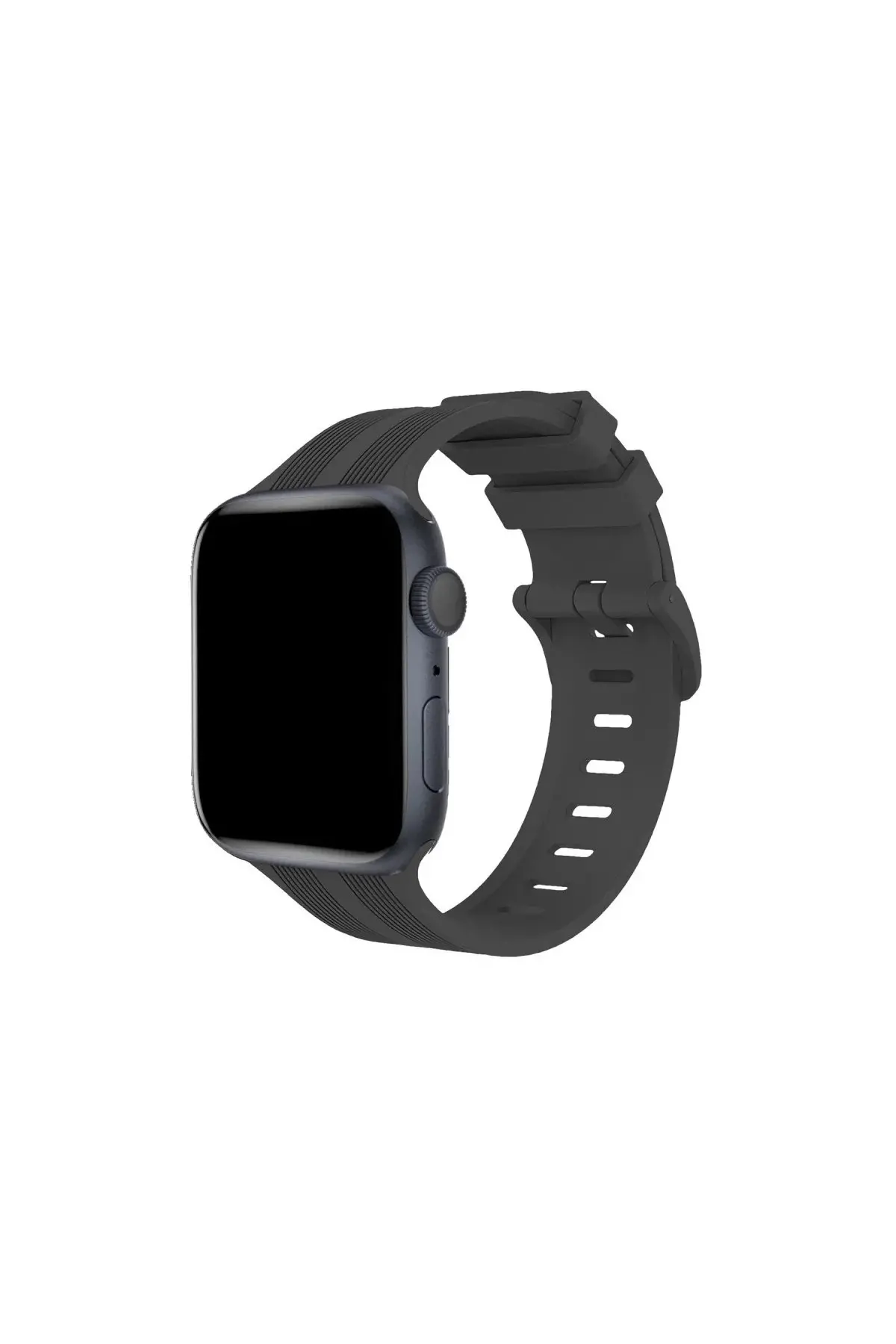 Apple Watch 38mm Kr408 Çizgili Silikon Kordon - Koyu Gri