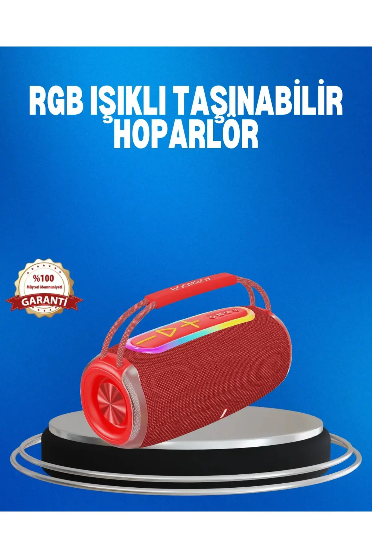 RGB LED Işıklı 20W Taşınabilir Hoparlör Bluetooth 5.3 + Type-C Şarj