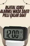Dijital Masa Saati Termometreli Takvim Çalar Saat Led Ekran Pilli-1