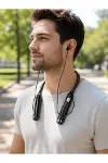 Dijital Göstergeli Boyun Tipi Bluetooth Kulaklık krofonlu Çağrı ve Müzik Kontrollü Çift Cihaz Bağlan-3