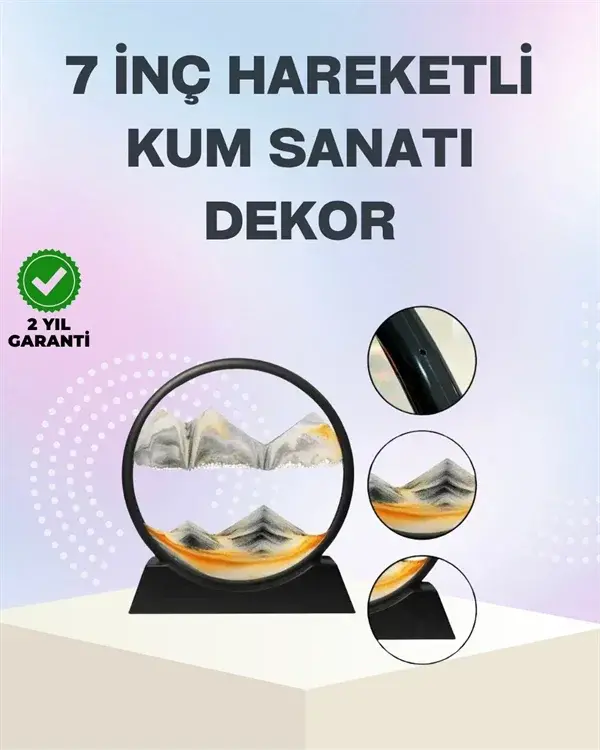 Zihin Açıcı Kum Manzarası – 3D Dinak Kum Tablosu, Dekoratif, Dönüştükçe Yenilenen Sakinleştirici San