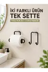 Pratik Yapışkanlı Rulo Kağıtlık ve Havlu Bez Askılığı 2 Parça Düzenleyici Set-1