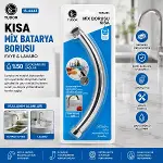 Kuğu Evye - Lavabo Kısa x Batarya Borusu Krom Kaplama - Vakumlu - Süzgeçli Uç-1
