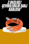 120W 3 İn 1 Uyumlu Silikon Şarj Kablosu Hızlı Şarj Kablosu-2
