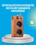Retro Bluetooth Hoparlör Ahşap Görünümlü 5W Çift Stereo Ses-1