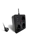 Akım Korumalı Anahtarlı Priz - 3x Priz - 2x Usb - 2x Type-c - 2 Mt Kablo Hızlı Şarj Özellikli Siyah-2