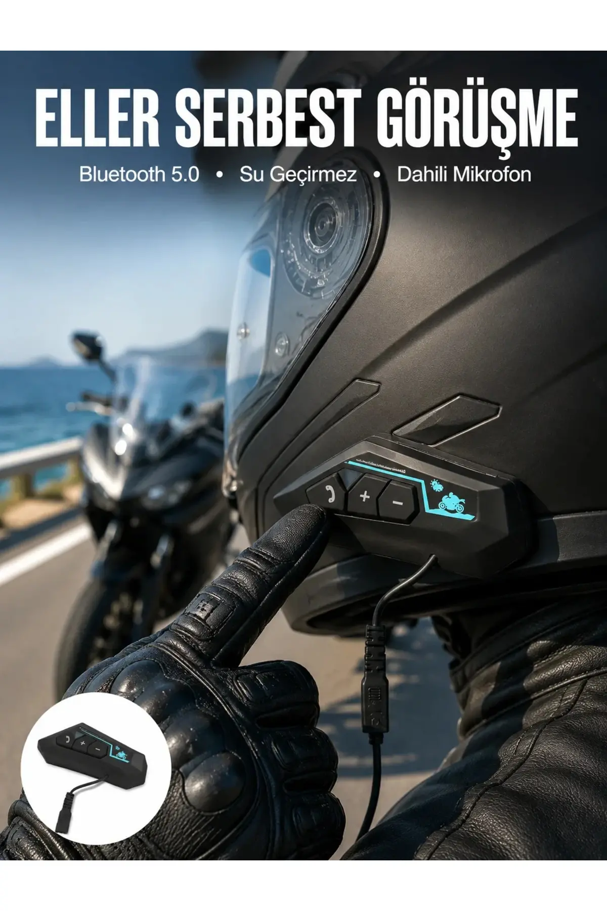 Kask Kulaklığı Motosiklet Intercom Interkom Dinleme Konuşma Özellikli Su Geçirmez