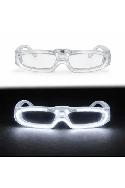 Beyaz LED Işıklı Parti Gözlüğü 3 Modlu – Glow - Gece Eğlence Gözlüğü