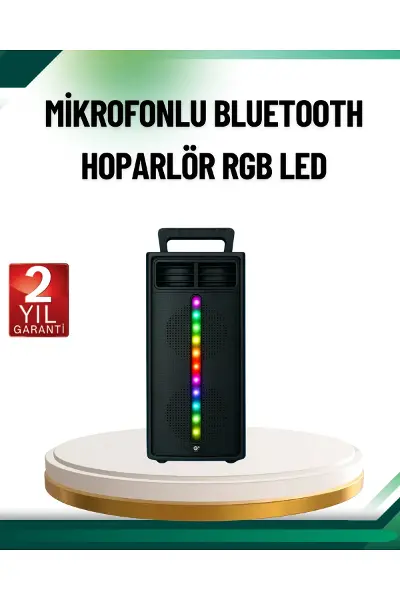 Şarjlı Işıklı Bluetooth Hoparlör | USB, AUX, TF Kart ve Radyo Destekli