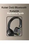 Bluetooth 5.3 Rainbow Işıklı Kulak Üstü Kablosuz Kulaklık-2