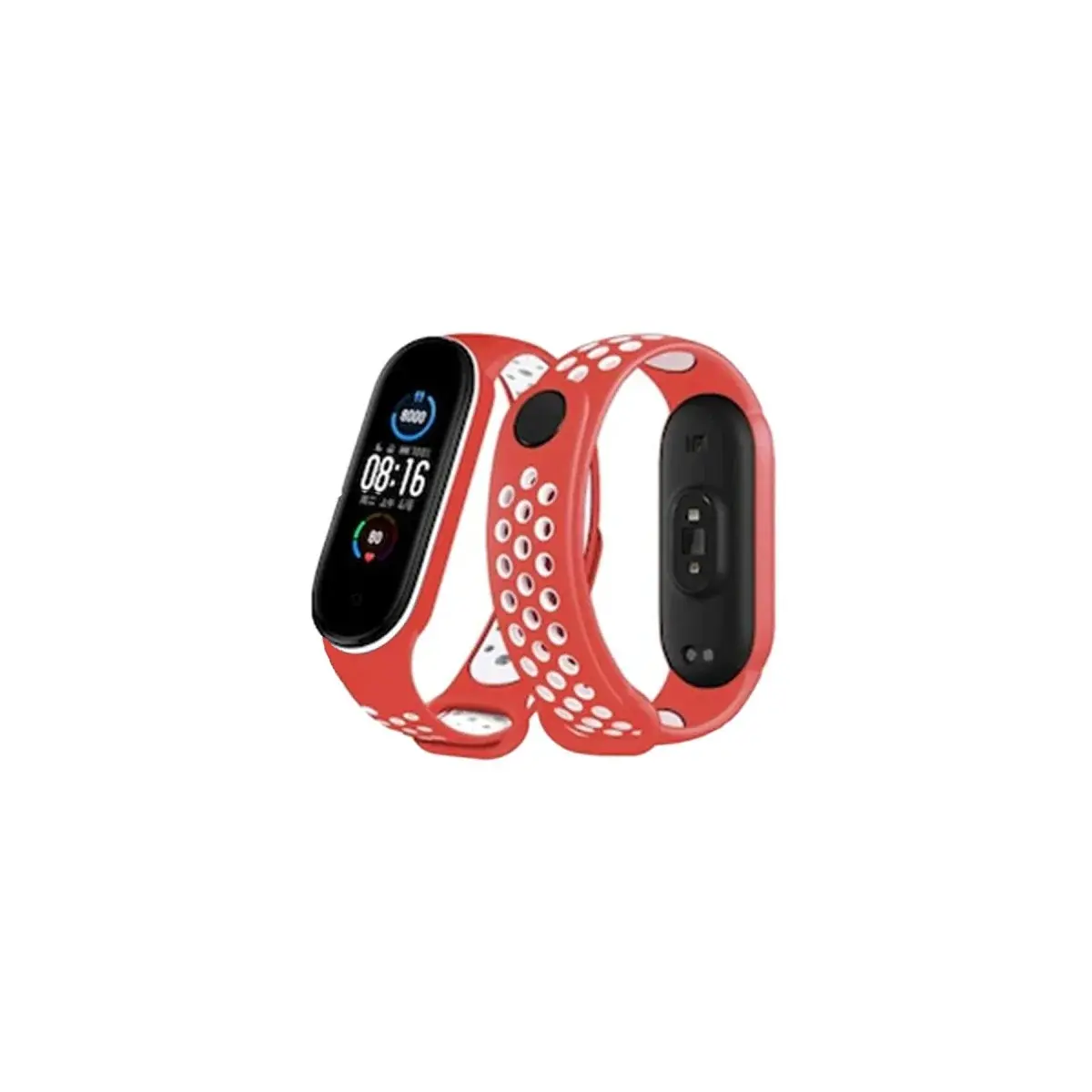 Xiao Band 6 Spor Delikli Kordon - Kırmızı-beyaz