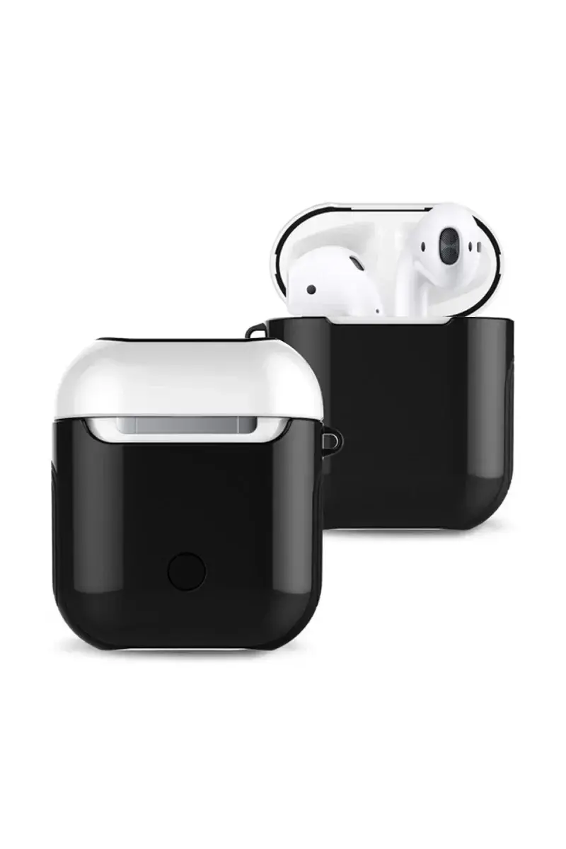 Apple Airpods 2 (2.nesil) 3in1 Kılıf - Siyah-Beyaz