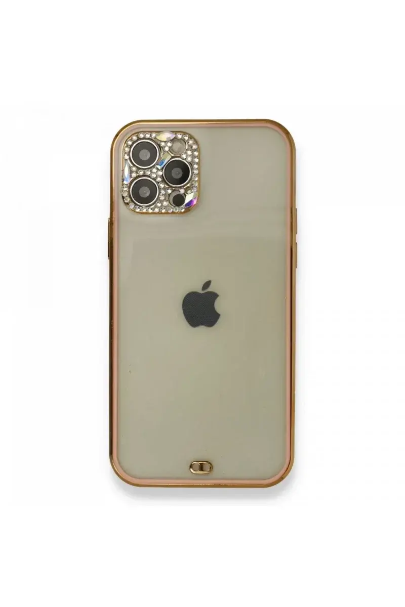 Apple iPhone 12 Pro Kılıf Liva Taşlı Silikon - Pembe