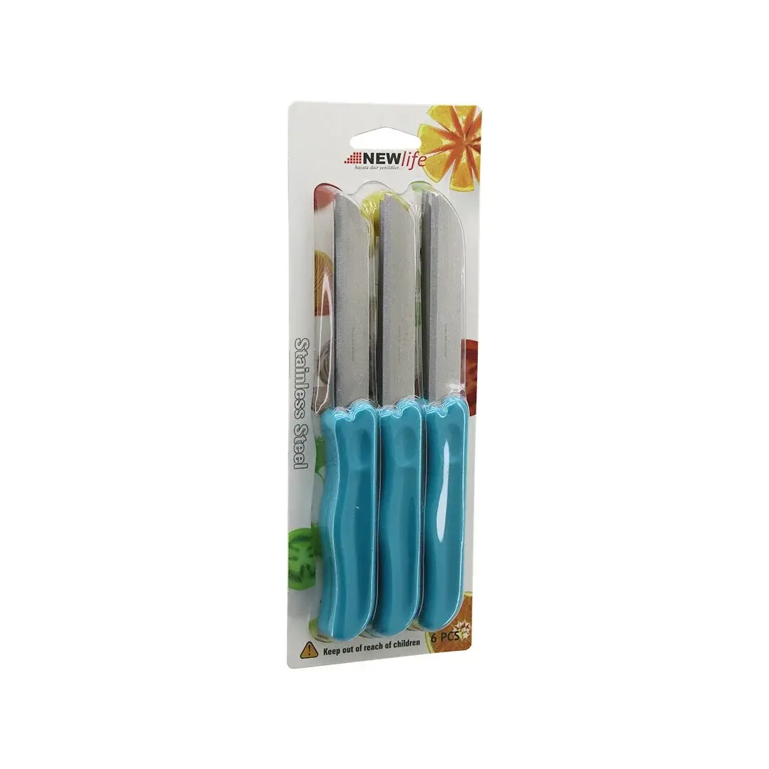 6PCS Meyve Bıçak Renkli Plastik Saplı