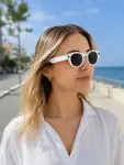 Beyaz Bluetooth Akıllı Gözlük Dahili Kameralı Fotoğraf Video Kayıt Yapay Zeka Çeviri Dokunmatik Kont-4