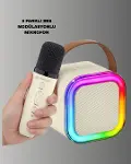 Kablosuz Karaoke Mikrofon Hoparlör Seti Güçlü Ses Çıkışı Yeni Nesil-4