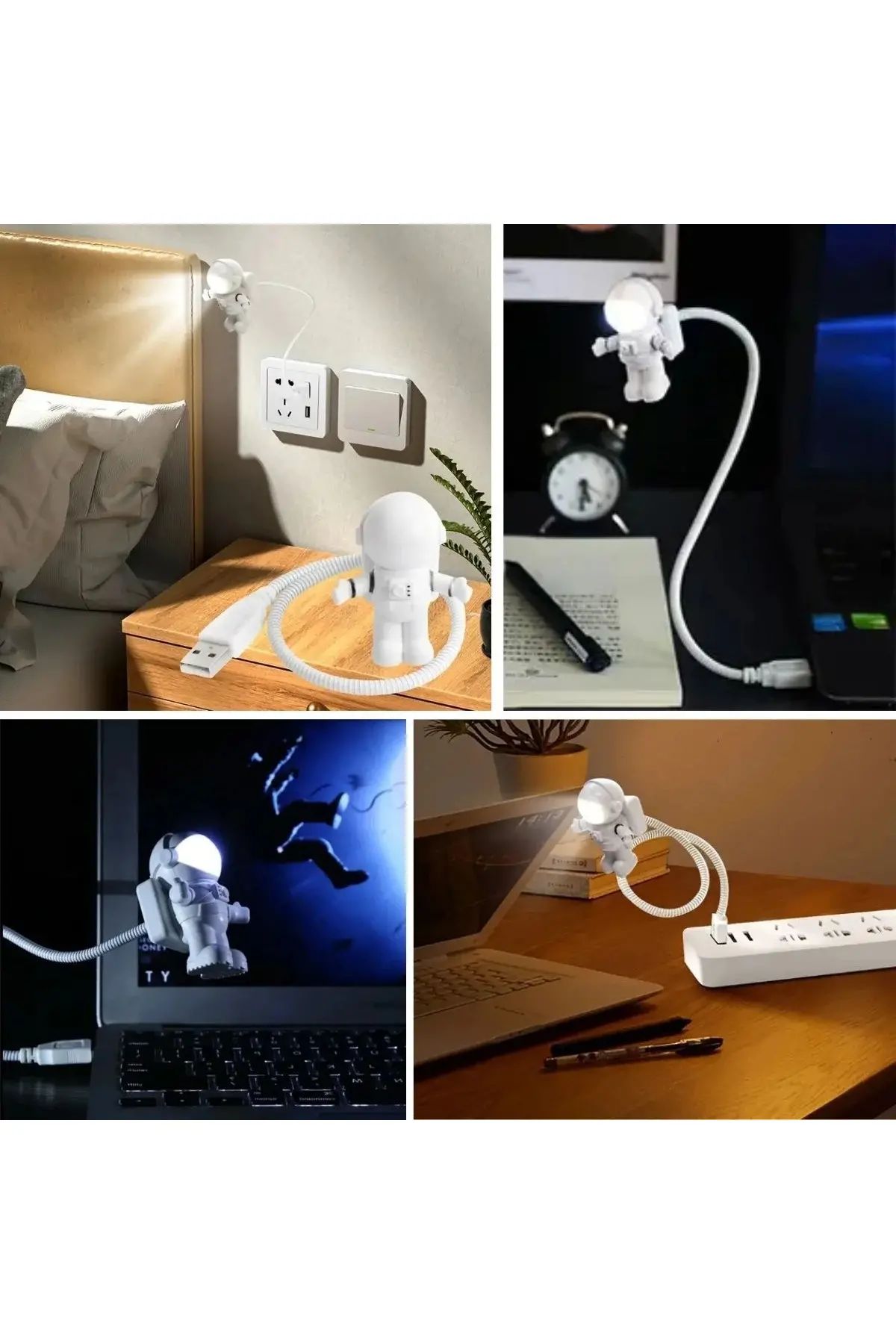 USB Astronot Gece Lambası, Masa Lambası, Kitap Okuma Lambası Işığı