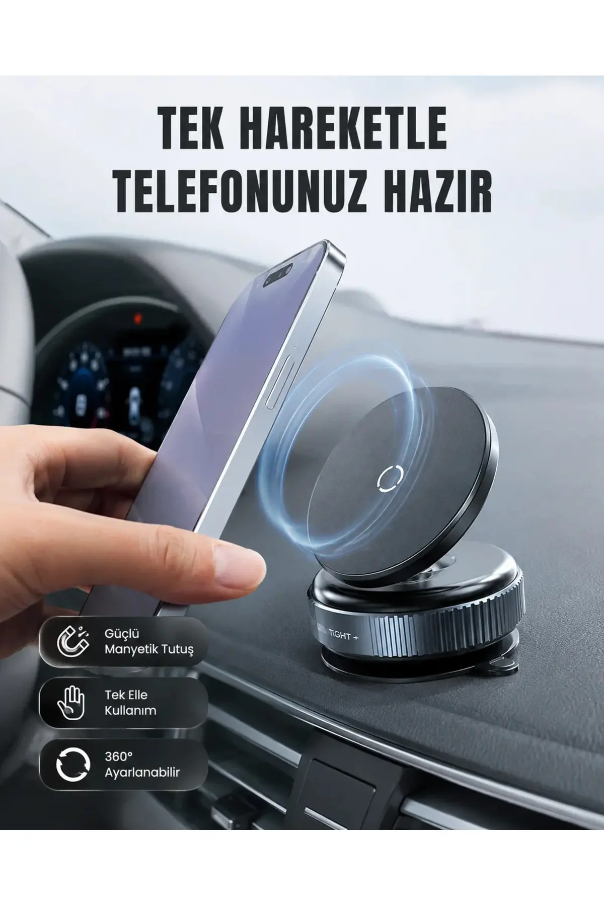 16 Mıknatıslı Araç Telefon Tutucu Kaymaz ve Güvenli
