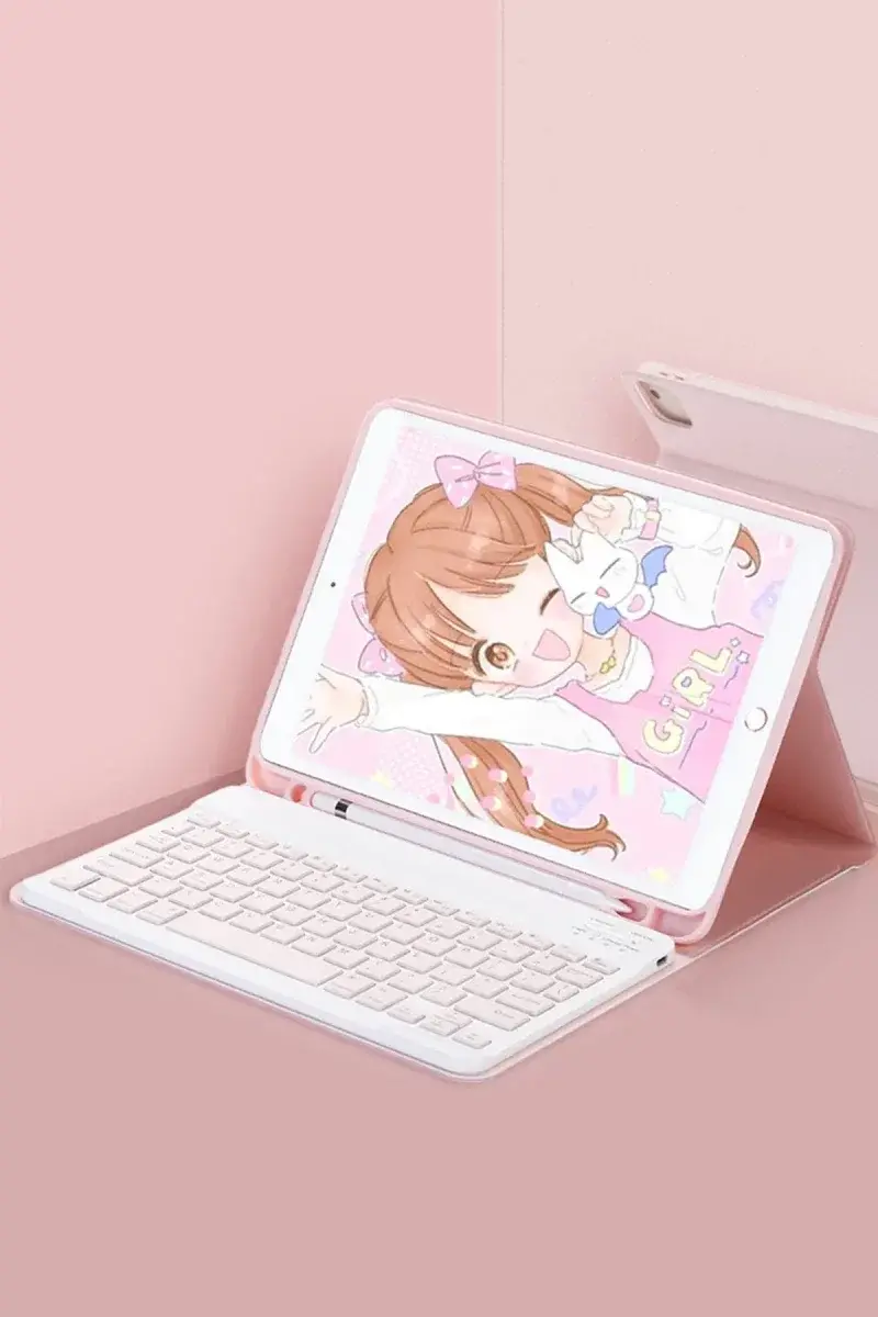 Apple iPad Pro 11 (2024) Kılıf KC01 Smart Klavyeli Tablet Kılıfı - Pembe