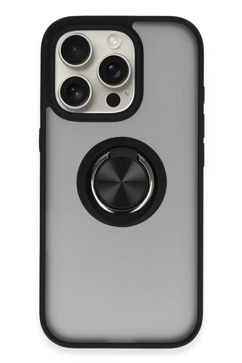 Apple iPhone 16 Pro Max Kılıf Montreal Yüzüklü Silikon Kapak - Siyah
