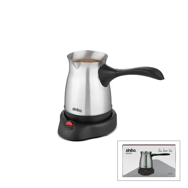 Çelik Elektrikli Cezve Türk Kahve Makinesi - 6FİNCAN=500ML 360° Kablosuz Kullanım Katlanır Kulp 600W