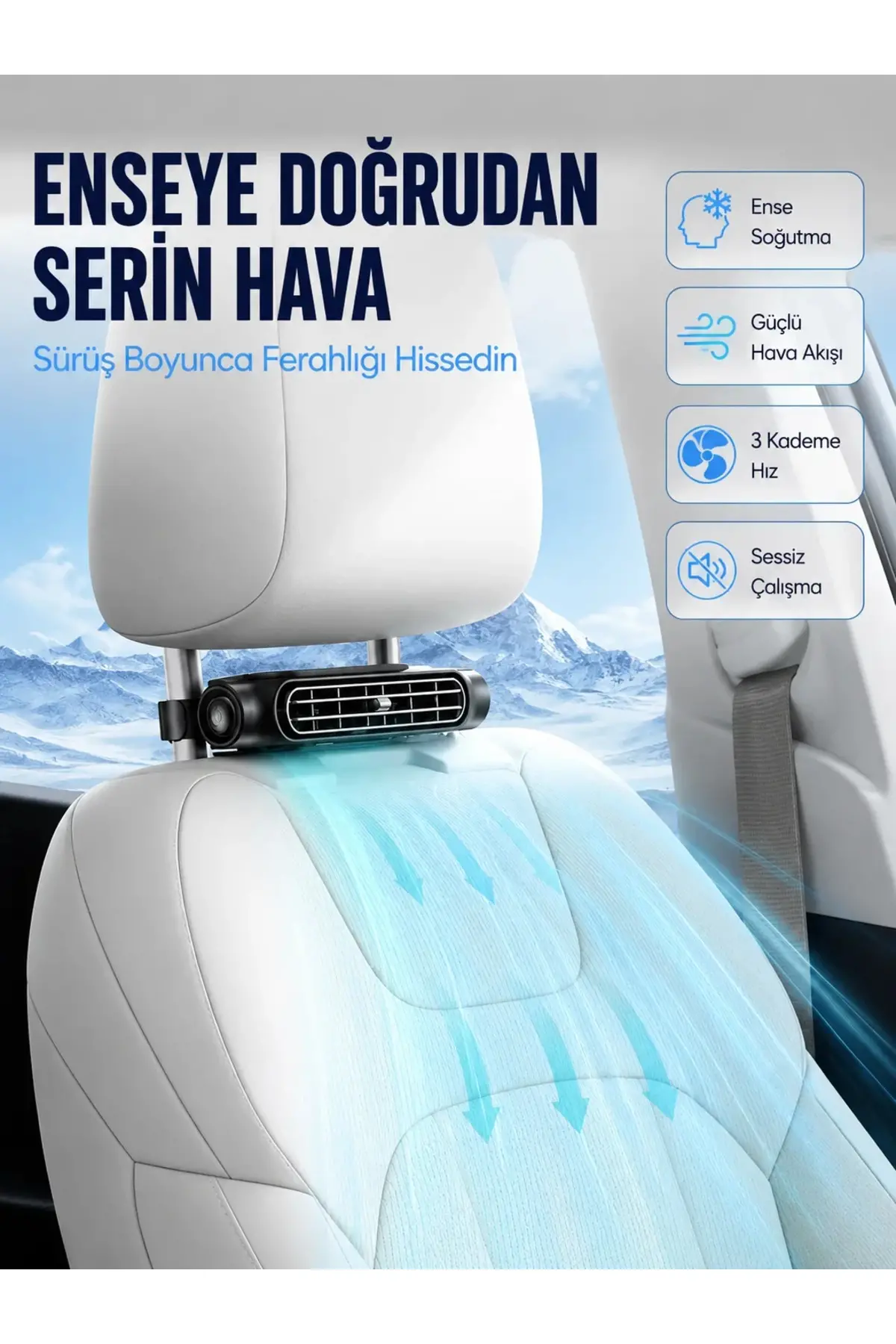 Araç İçi Boyun Serinletme Fanı USB-C Şarjlı Güçlü Hava Akışlı Soğutucu