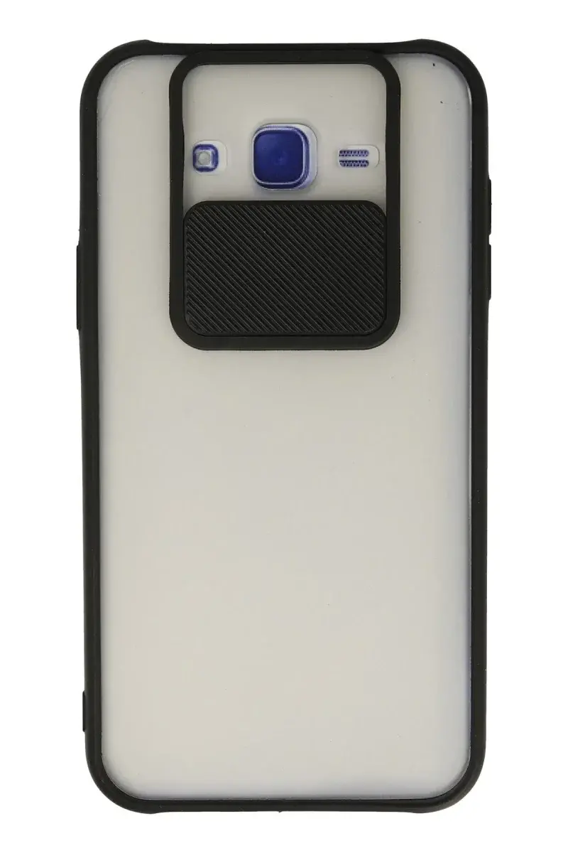 Samsung Galaxy J7 Kılıf Palm Buzlu Kamera Sürgülü Silikon - Siyah