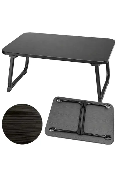 SN-29695 Katlanabilir Laptop Masası ve Yatak Koltuk Üzeri Tepsisi Siyah 70x48cm