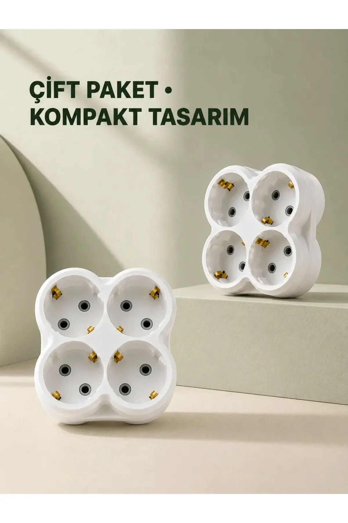 4’lü Priz Çoğaltıcı 2 Adet Set Kablosuz Duvar Tipi Priz Çoklayıcı Adaptör
